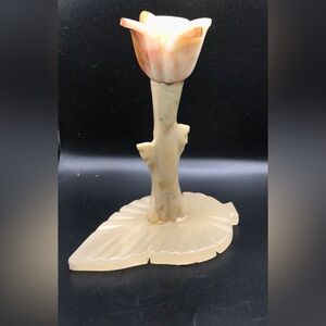 VTG 7.5” Italian Onyx Stone Candlestick Candle Holders Marble Made in Italy